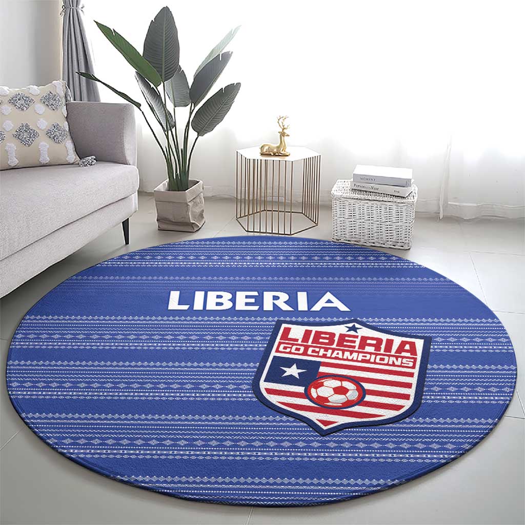 Liberia Football Round Carpet Women Blue Jersey - Wonder Print Shop