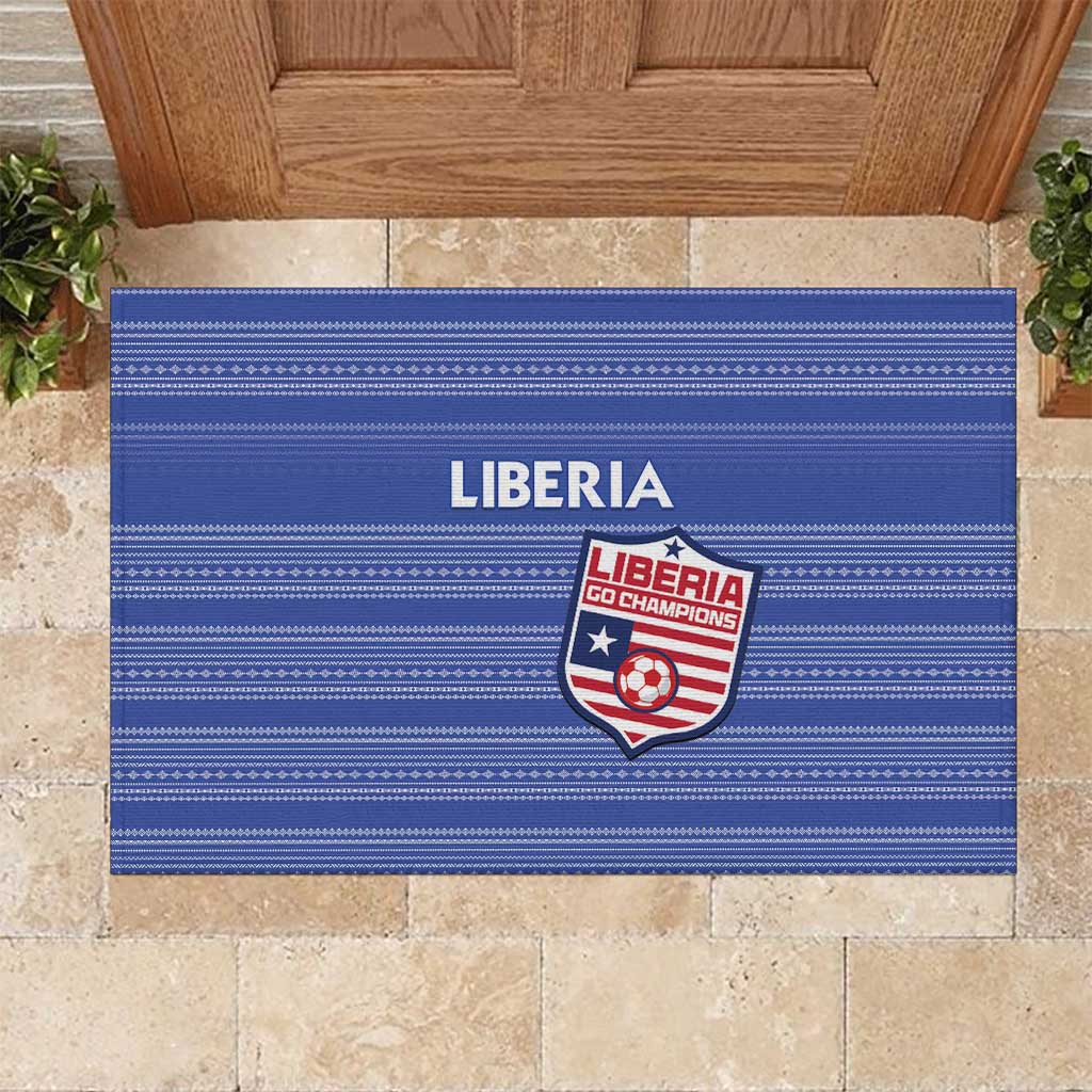 Liberia Football Rubber Doormat Women Blue Jersey - Wonder Print Shop