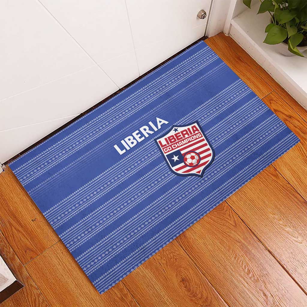 Liberia Football Rubber Doormat Women Blue Jersey - Wonder Print Shop
