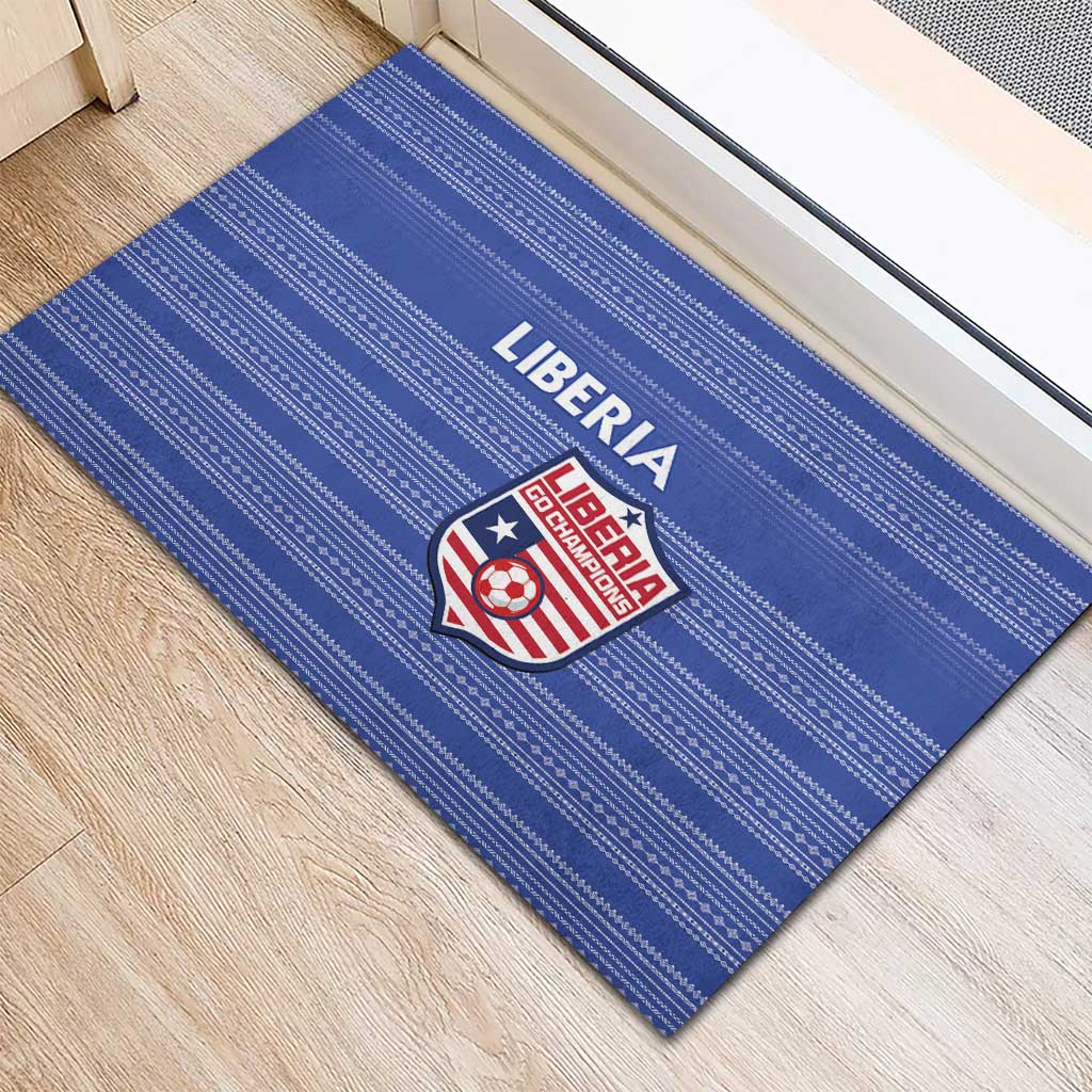 Liberia Football Rubber Doormat Women Blue Jersey - Wonder Print Shop