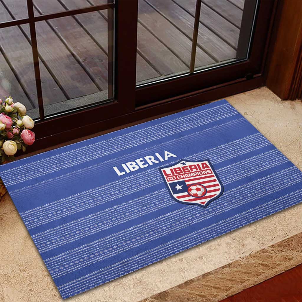 Liberia Football Rubber Doormat Women Blue Jersey - Wonder Print Shop