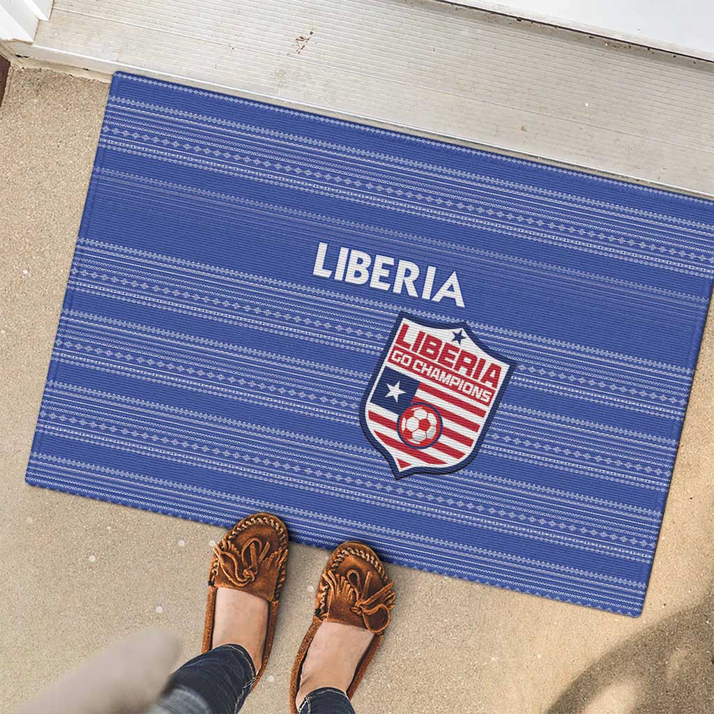 Liberia Football Rubber Doormat Women Blue Jersey - Wonder Print Shop