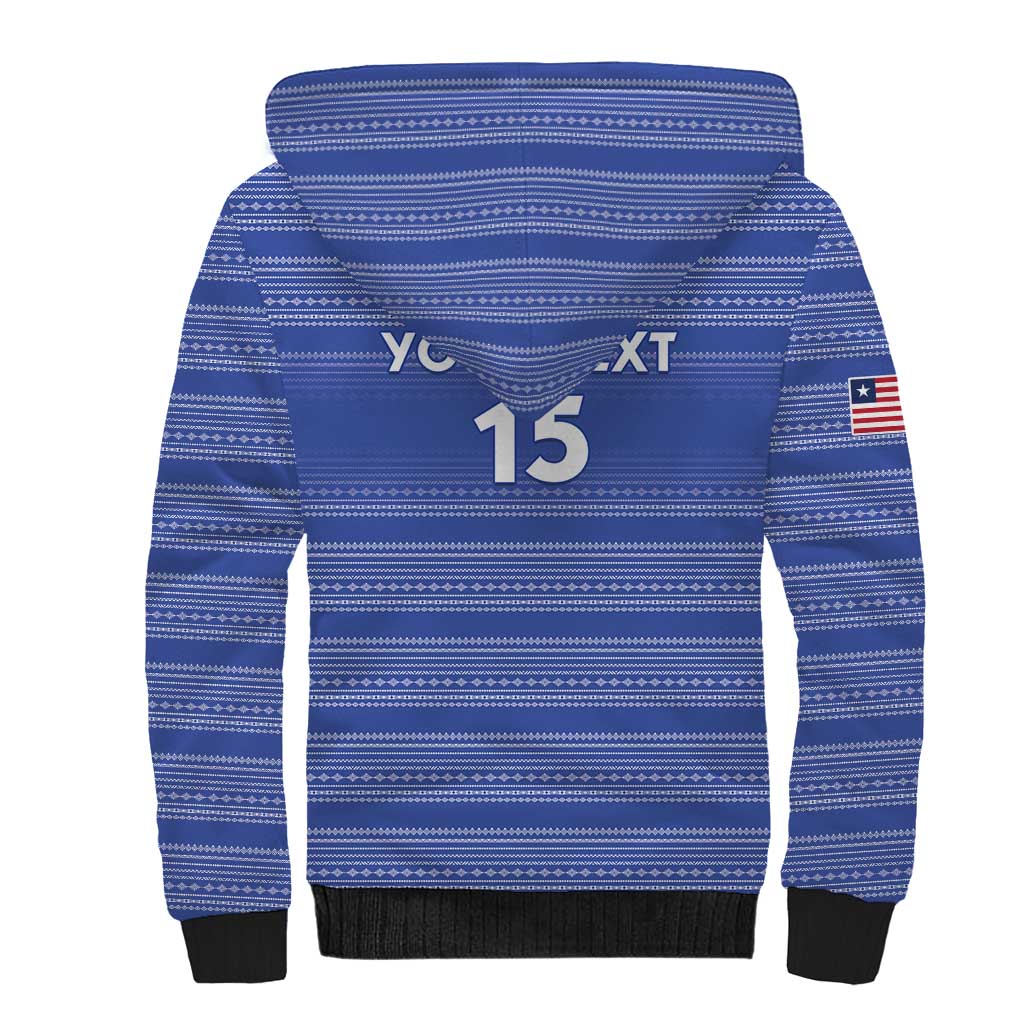 Custom Liberia Football Sherpa Hoodie Women Blue Jersey - Wonder Print Shop