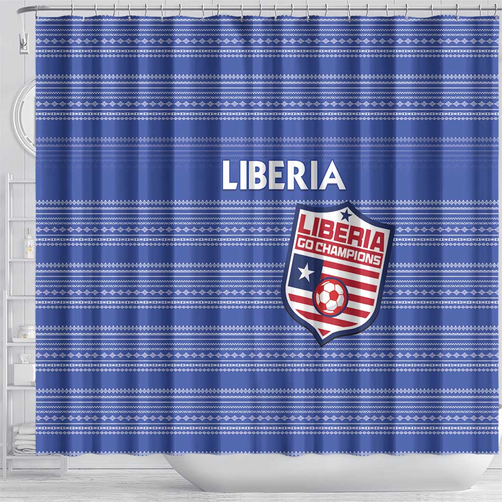 Liberia Football Shower Curtain Women Blue Jersey - Wonder Print Shop