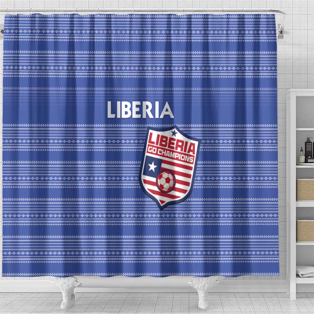 Liberia Football Shower Curtain Women Blue Jersey - Wonder Print Shop