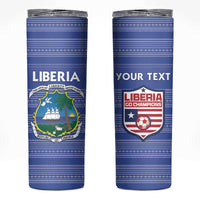 Custom Liberia Football Skinny Tumbler Women Blue Jersey - Wonder Print Shop