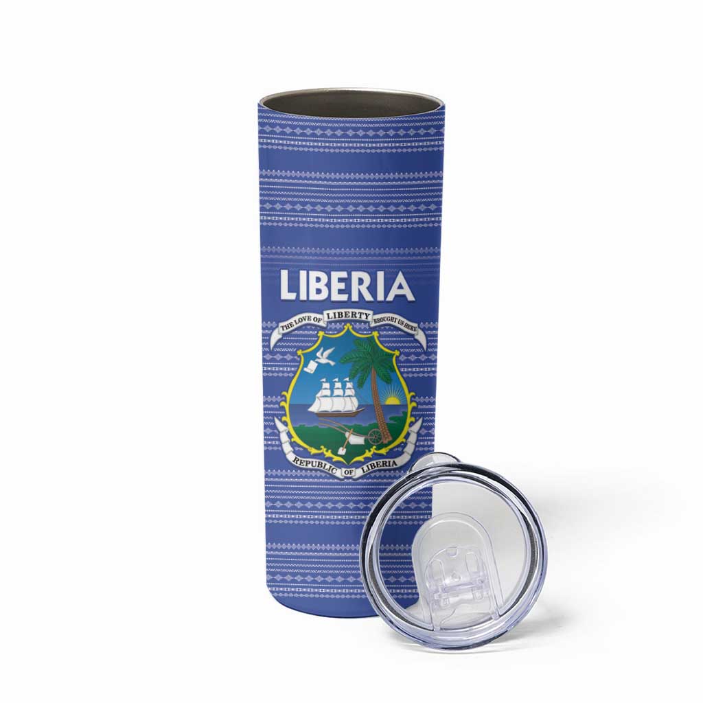 Custom Liberia Football Skinny Tumbler Women Blue Jersey - Wonder Print Shop