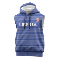 Custom Liberia Football Sleeveless Hoodie Women Blue Jersey - Wonder Print Shop