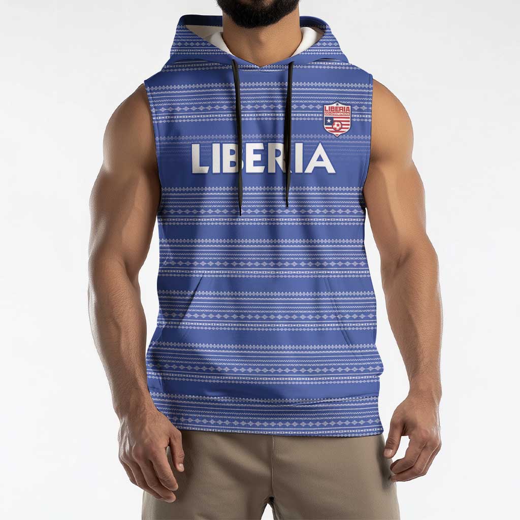Custom Liberia Football Sleeveless Hoodie Women Blue Jersey - Wonder Print Shop