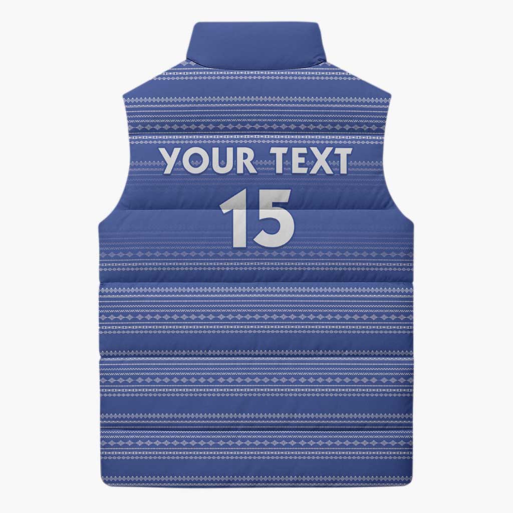 Custom Liberia Football Sleeveless Puffer Jacket Women Blue Jersey - Wonder Print Shop