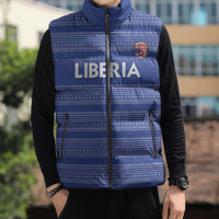 Custom Liberia Football Sleeveless Puffer Jacket Women Blue Jersey - Wonder Print Shop