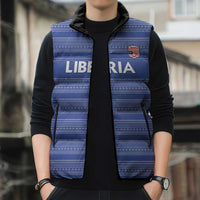 Custom Liberia Football Sleeveless Puffer Jacket Women Blue Jersey - Wonder Print Shop