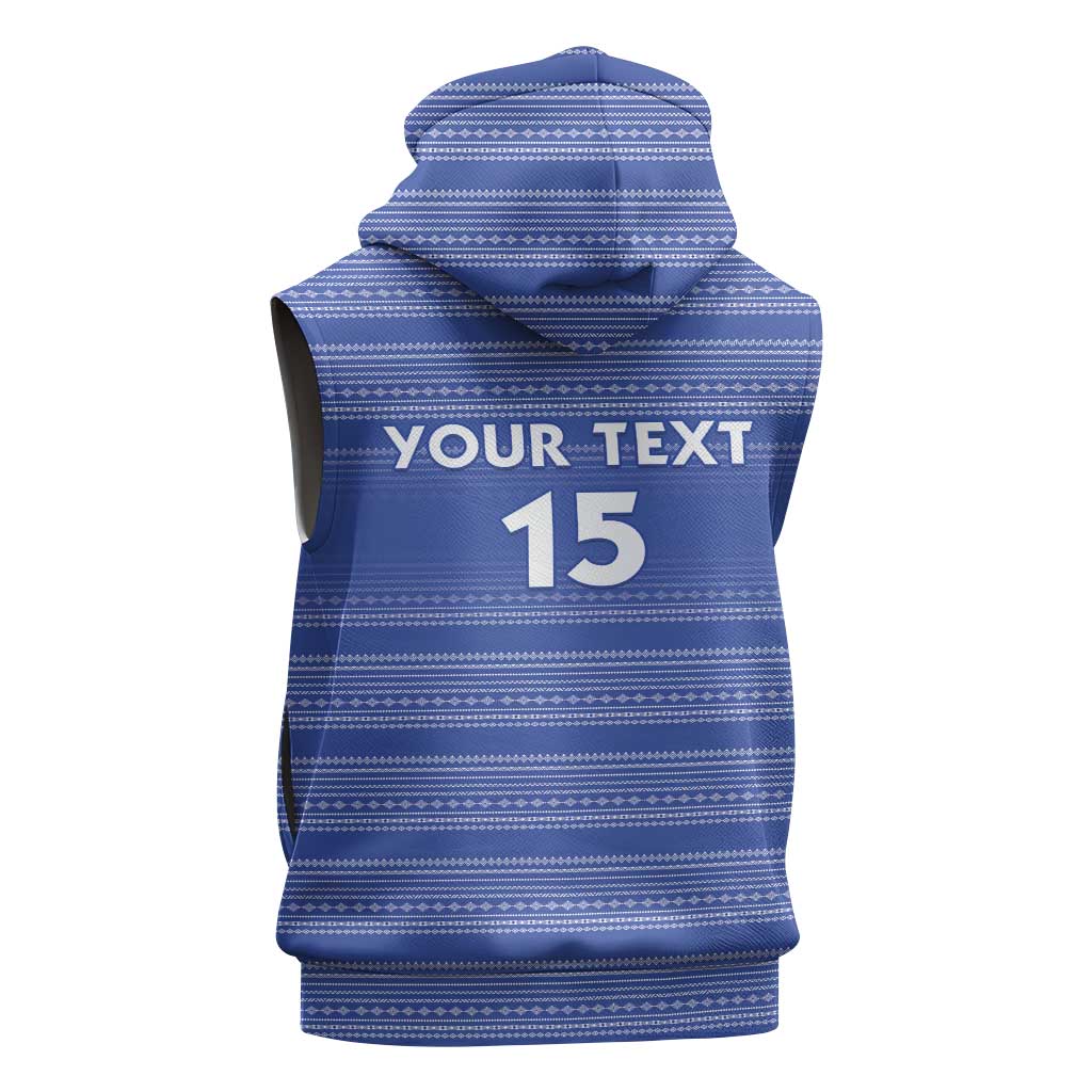 Custom Liberia Football Sleeveless Zip Hoodie Women Blue Jersey - Wonder Print Shop