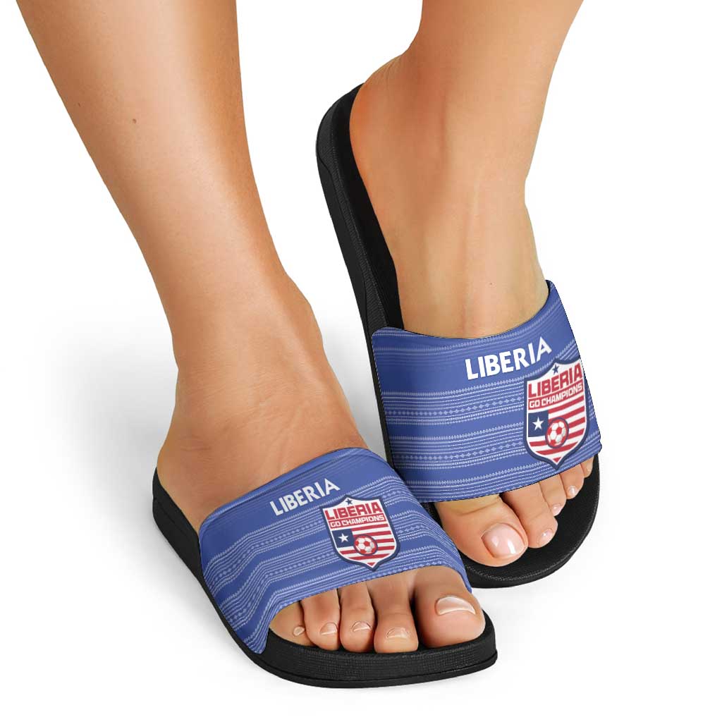 Liberia Football Slide Sandals Women Blue Jersey - Wonder Print Shop