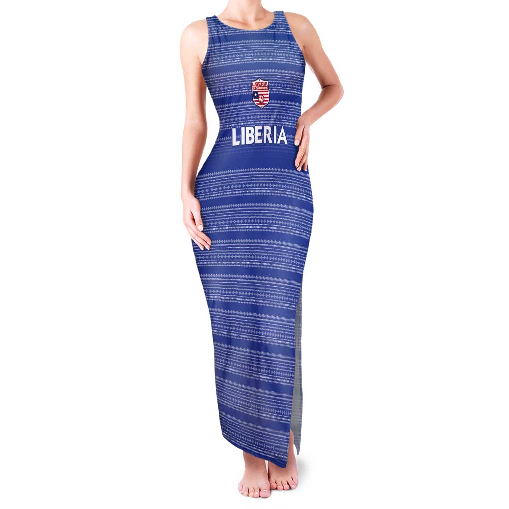 Custom Liberia Football Tank Maxi Dress Women Blue Jersey - Wonder Print Shop