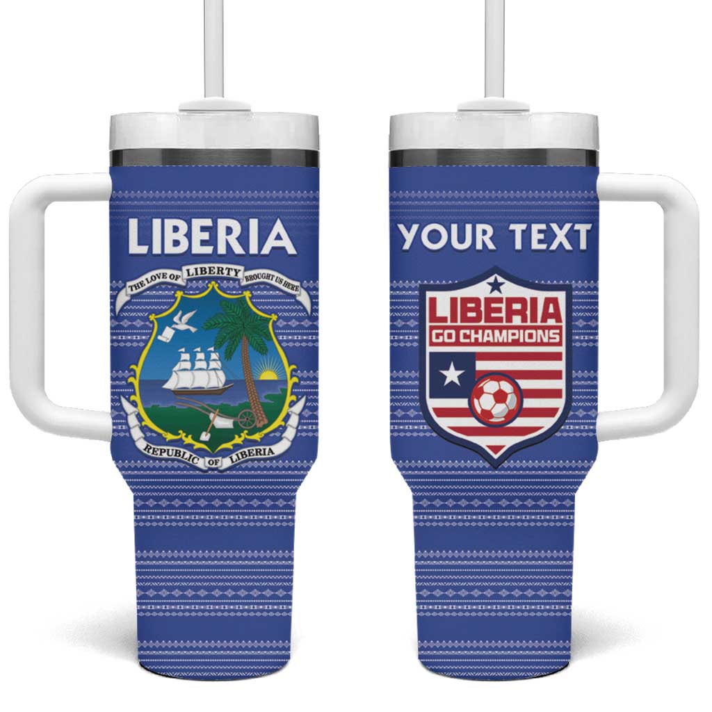 Custom Liberia Football Tumbler With Handle Women Blue Jersey - Wonder Print Shop