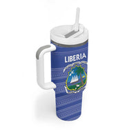 Custom Liberia Football Tumbler With Handle Women Blue Jersey - Wonder Print Shop