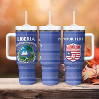 Custom Liberia Football Tumbler With Handle Women Blue Jersey - Wonder Print Shop