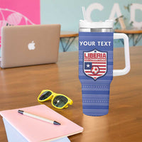 Custom Liberia Football Tumbler With Handle Women Blue Jersey - Wonder Print Shop