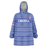 Custom Liberia Football Wearable Blanket Hoodie Women Blue Jersey - Wonder Print Shop