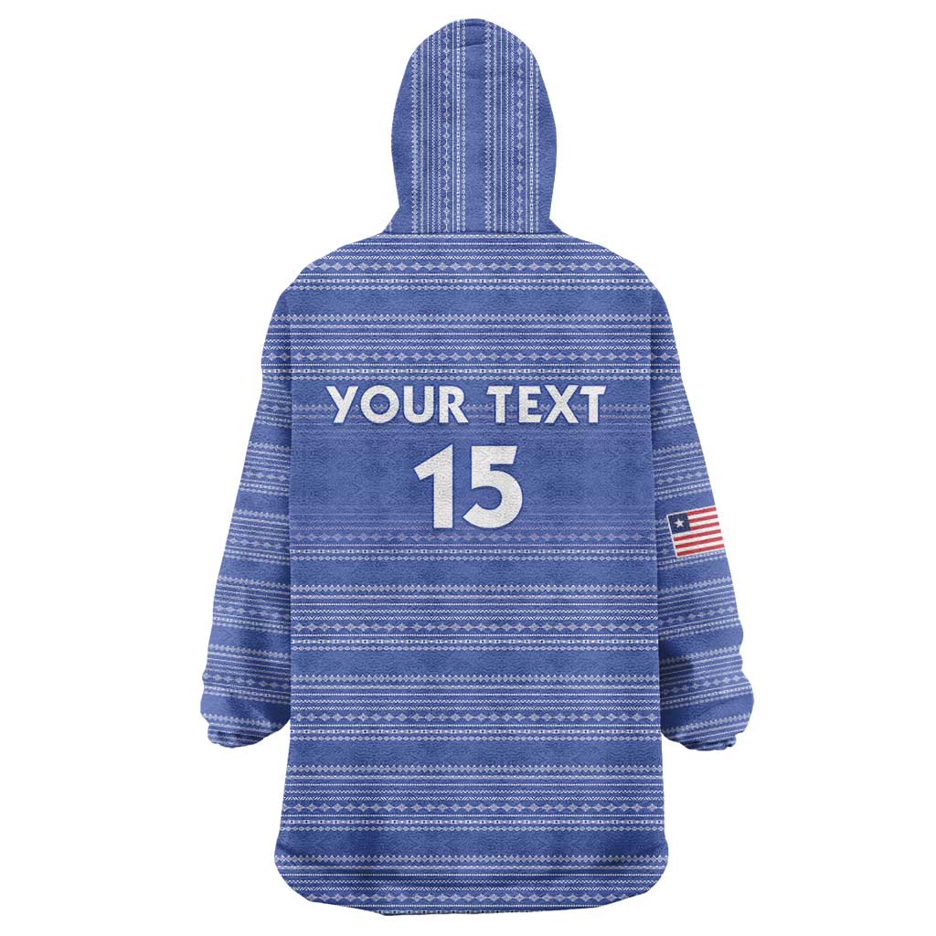 Custom Liberia Football Wearable Blanket Hoodie Women Blue Jersey - Wonder Print Shop
