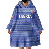 Custom Liberia Football Wearable Blanket Hoodie Women Blue Jersey - Wonder Print Shop