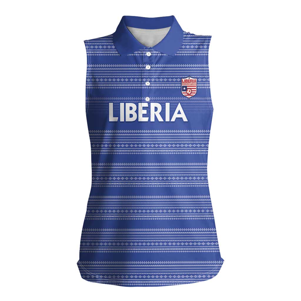 Custom Liberia Football Women Sleeveless Polo Shirt Women Blue Jersey - Wonder Print Shop