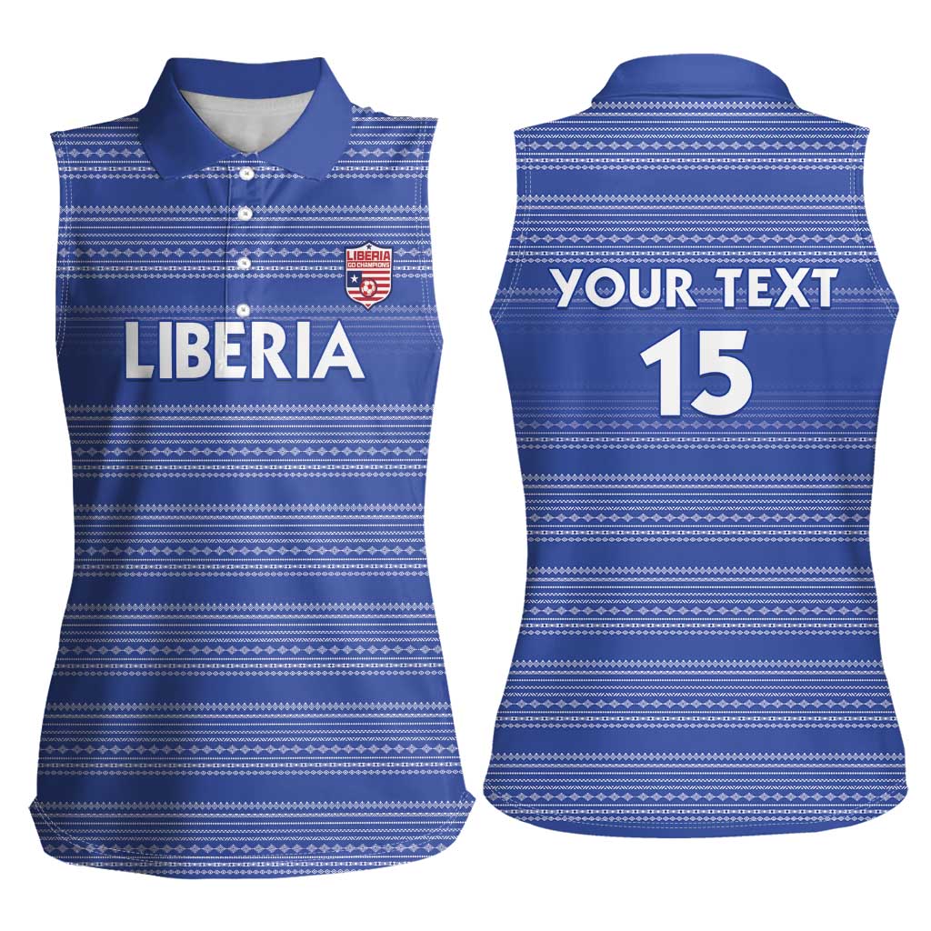 Custom Liberia Football Women Sleeveless Polo Shirt Women Blue Jersey - Wonder Print Shop