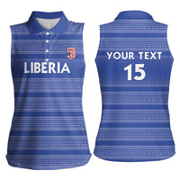 Custom Liberia Football Women Sleeveless Polo Shirt Women Blue Jersey - Wonder Print Shop
