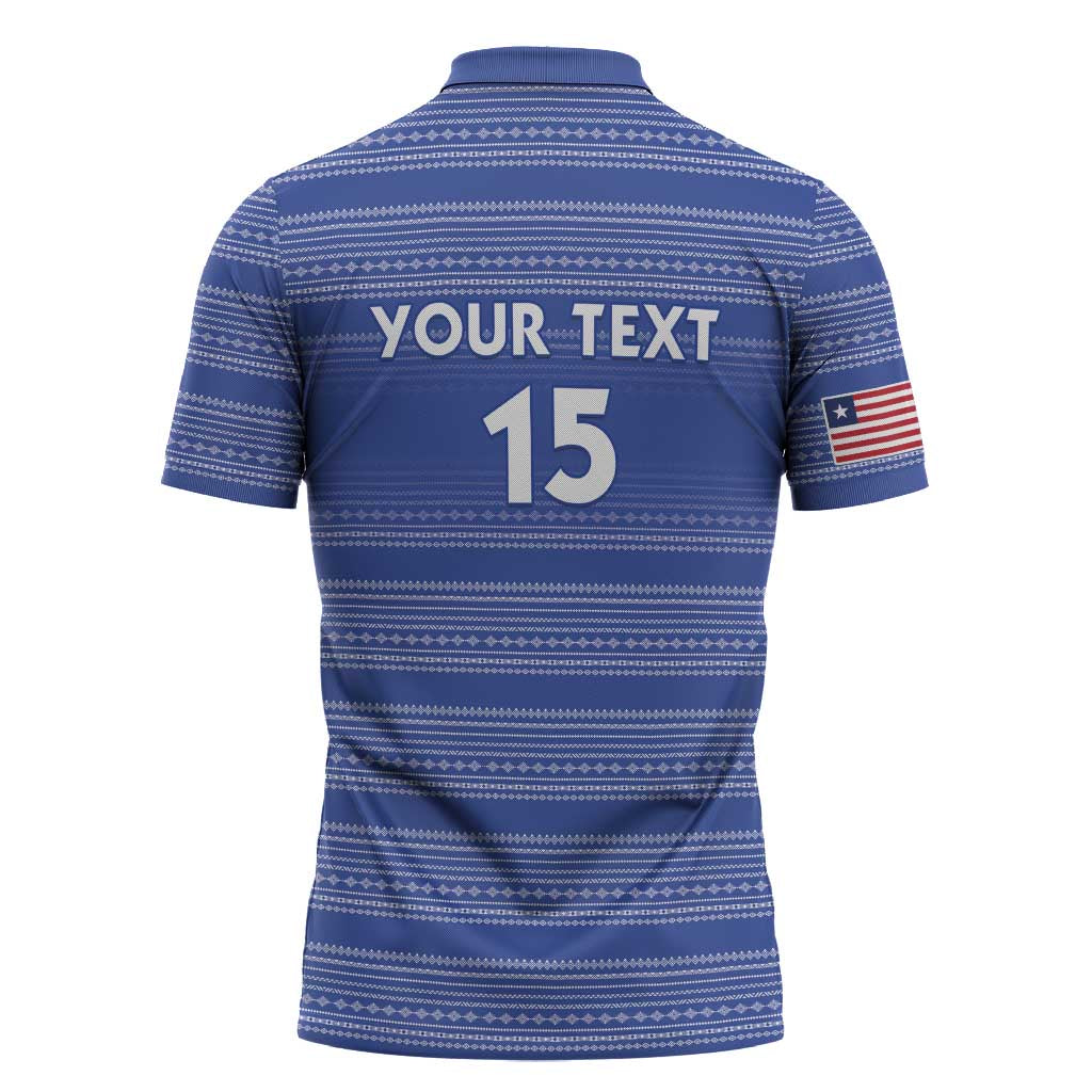 Custom Liberia Football Zipper Polo Shirt Women Blue Jersey - Wonder Print Shop