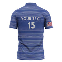 Custom Liberia Football Zipper Polo Shirt Women Blue Jersey - Wonder Print Shop