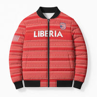 Custom Liberia Football Bomber Puffer Jacket Women Red Jersey - Wonder Print Shop
