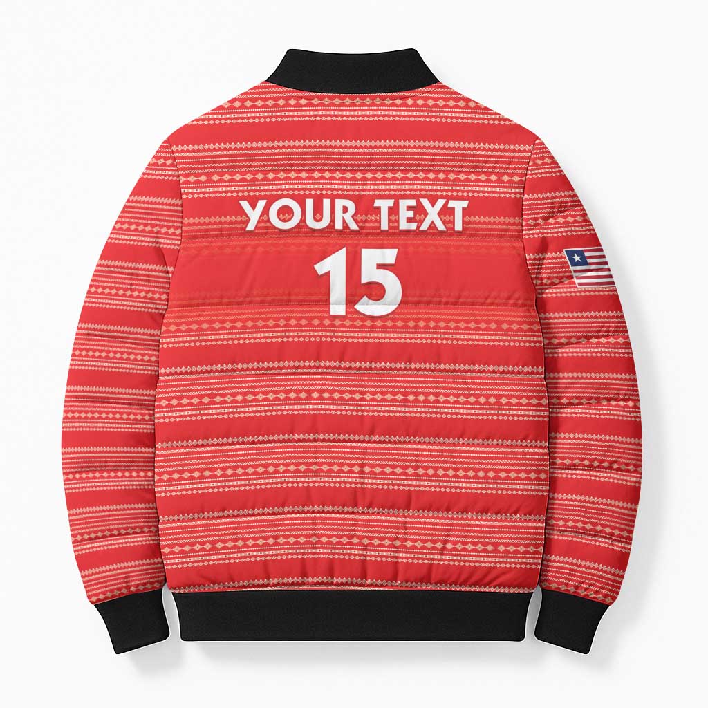Custom Liberia Football Bomber Puffer Jacket Women Red Jersey - Wonder Print Shop