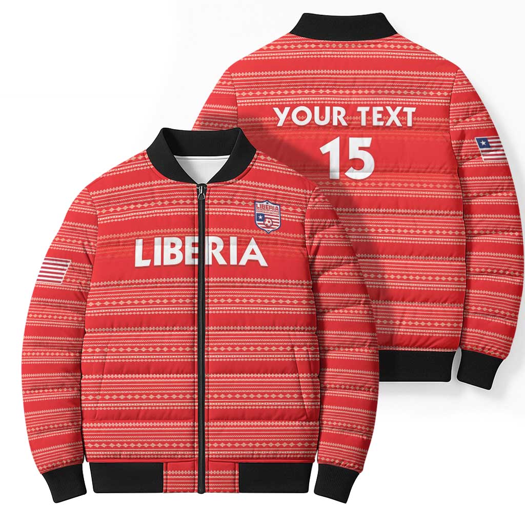 Custom Liberia Football Bomber Puffer Jacket Women Red Jersey - Wonder Print Shop