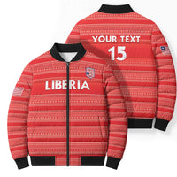 Custom Liberia Football Bomber Puffer Jacket Women Red Jersey - Wonder Print Shop