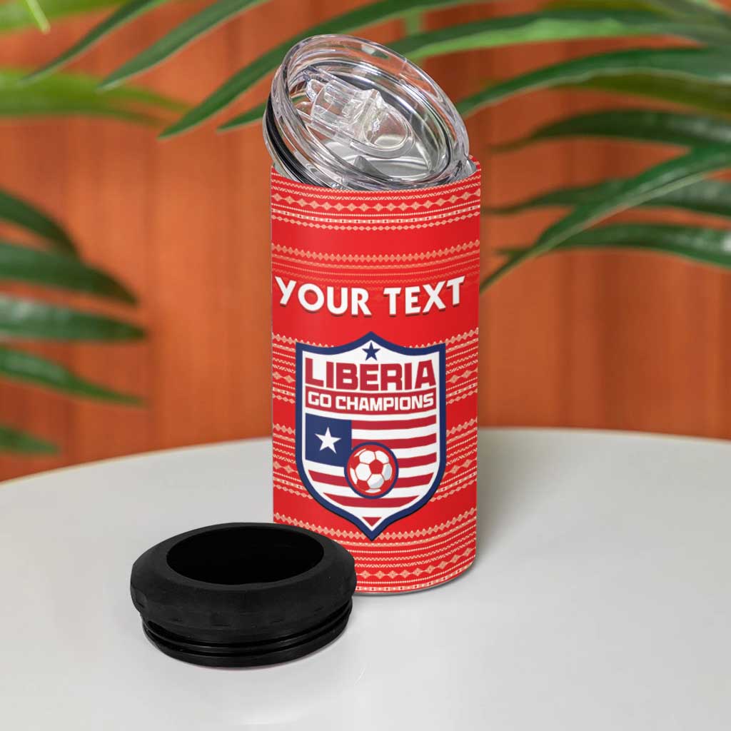 Custom Liberia Football 4 in 1 Can Cooler Tumbler Women Red Jersey - Wonder Print Shop