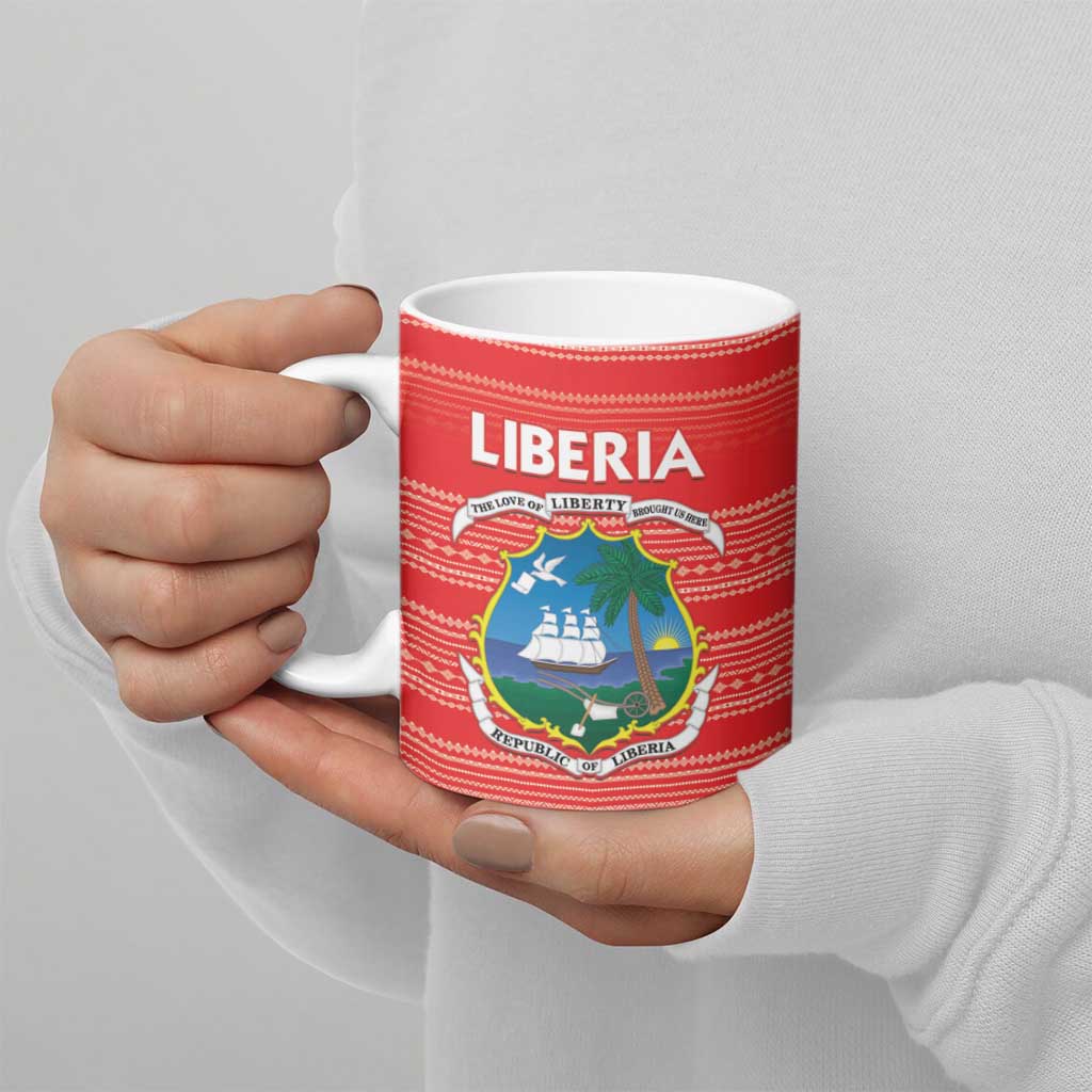 Custom Liberia Football Ceramic Mug Women Red Jersey - Wonder Print Shop