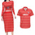 Custom Liberia Football Couples Matching Long Sleeve Bodycon Dress and Hawaiian Shirt Women Red Jersey - Wonder Print Shop
