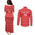Custom Liberia Football Couples Matching Puletasi and Long Sleeve Button Shirt Women Red Jersey - Wonder Print Shop