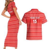 Custom Liberia Football Couples Matching Short Sleeve Bodycon Dress and Hawaiian Shirt Women Red Jersey - Wonder Print Shop