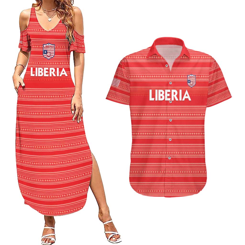 Custom Liberia Football Couples Matching Summer Maxi Dress and Hawaiian Shirt Women Red Jersey - Wonder Print Shop