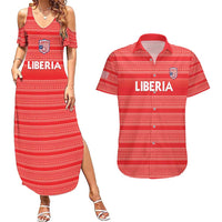 Custom Liberia Football Couples Matching Summer Maxi Dress and Hawaiian Shirt Women Red Jersey - Wonder Print Shop