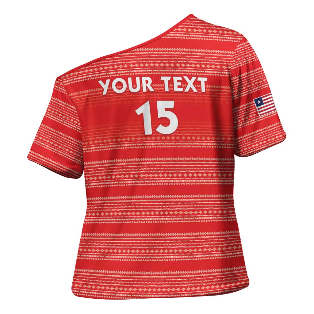Custom Liberia Football Cross Shoulder Shirt Women Red Jersey - Wonder Print Shop