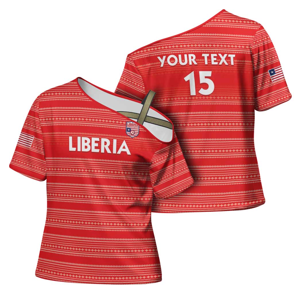 Custom Liberia Football Cross Shoulder Shirt Women Red Jersey - Wonder Print Shop