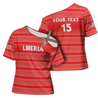 Custom Liberia Football Cross Shoulder Shirt Women Red Jersey - Wonder Print Shop
