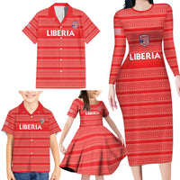 Custom Liberia Football Family Matching Long Sleeve Bodycon Dress and Hawaiian Shirt Women Red Jersey - Wonder Print Shop