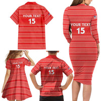 Custom Liberia Football Family Matching Long Sleeve Bodycon Dress and Hawaiian Shirt Women Red Jersey - Wonder Print Shop
