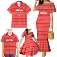 Custom Liberia Football Family Matching Mermaid Dress and Hawaiian Shirt Women Red Jersey - Wonder Print Shop