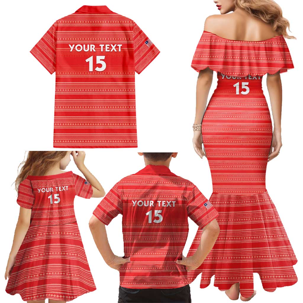 Custom Liberia Football Family Matching Mermaid Dress and Hawaiian Shirt Women Red Jersey - Wonder Print Shop