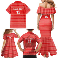 Custom Liberia Football Family Matching Mermaid Dress and Hawaiian Shirt Women Red Jersey - Wonder Print Shop